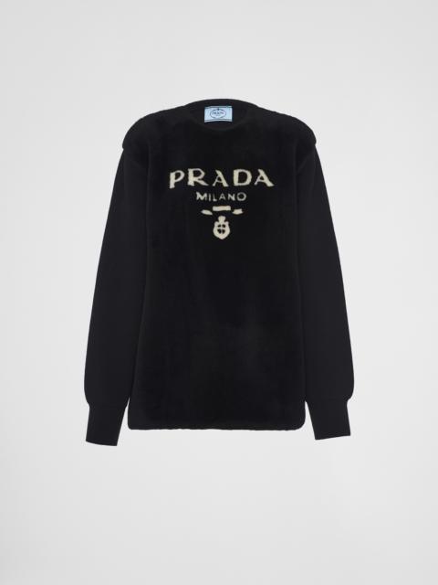 Intarsia shearling and cashmere sweater