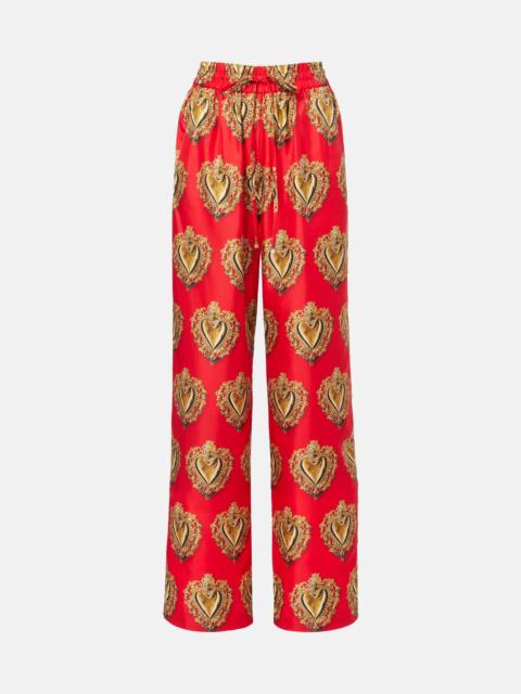 Dolce & Gabbana Printed high-rise silk palazzo pants