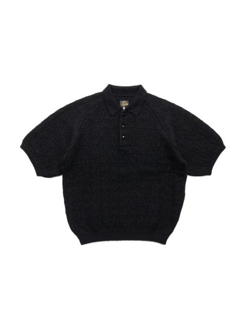 NEEDLES S/S Polo Sweater Crepe Weave - Black