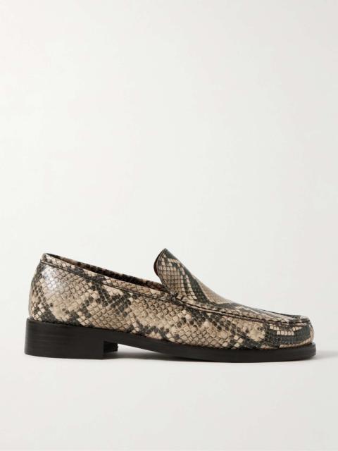 Acne Studios Boafer Snake-Effect Leather Loafers