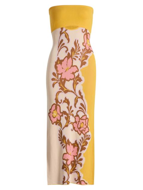 MISA Women's Fletcher Colorblocked Floral Strapless Midi-Dress - Plumeria Wave Knit