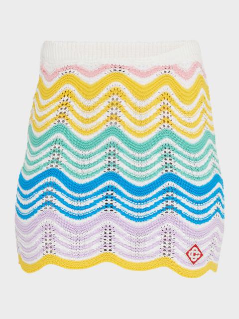 CASABLANCA Wave Crochet Knit Mini Skirt