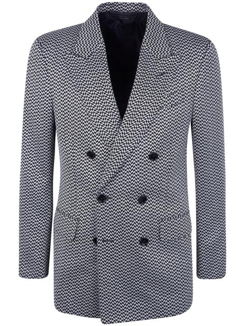 TOM FORD Jacquard Geometric Design Double Breasted Jacket