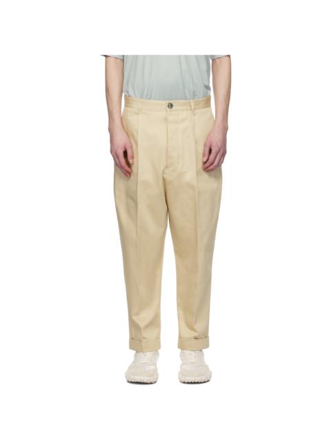 AMI Paris Beige Cotton Carrot Oversized Trousers