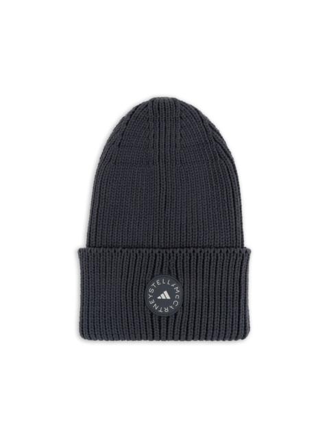adidas ribbed logo-patch beanie hat