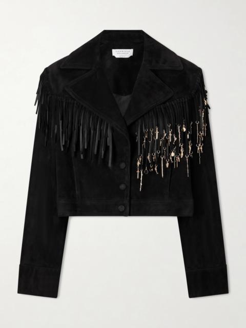 GABRIELA HEARST Azra Fringed Leather-trimmed Embellished Suede Jacket