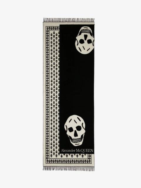 Alexander McQueen Oversize Skull On Skull Scarf in Black/ivory
