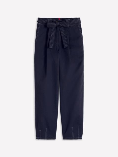 BODEN Belted Barrel Leg Pants-Navy