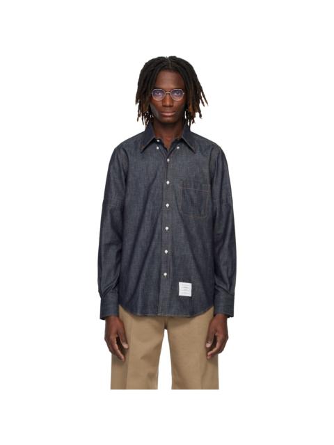 Thom Browne Navy Straight Fit Denim Shirt