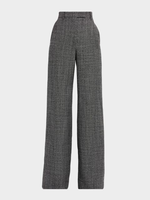 Valentino Textured Wool Wide-Leg Pants