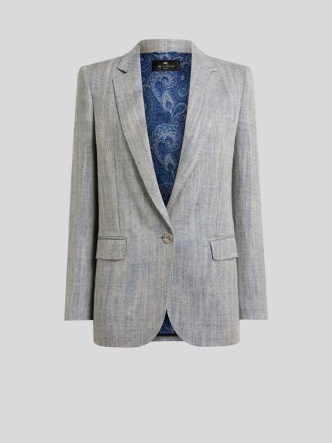 Etro SINGLE-BREASTED LINEN-BLEND JACKET