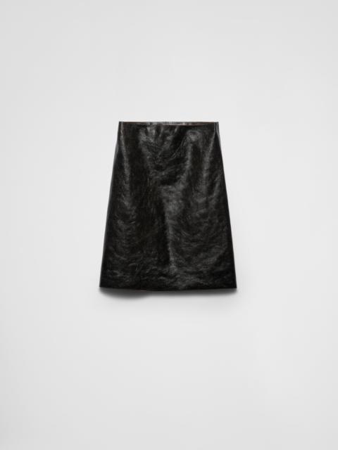 Craquelé leather skirt