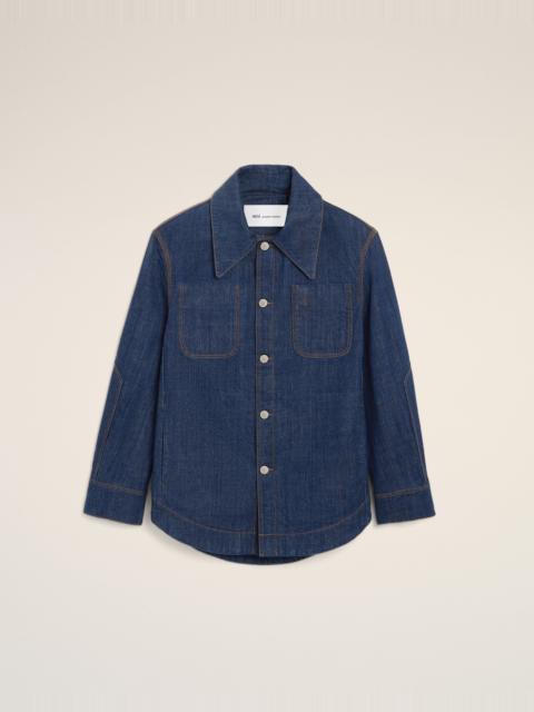 AMI Paris BLUE COTTON AMI DE COEUR WORKER WORKER OVERSHIRT