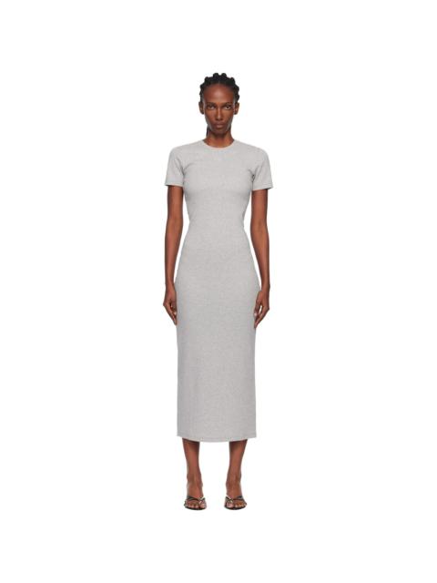 Marine Serre Gray Moon Logo Ribbed Jersey Tube Maxi Dress