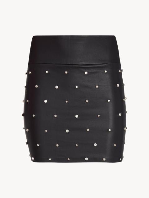 SPRWMN RHINESTONE STUDDED LEATHER MINI SKIRT