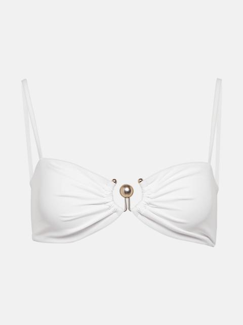 Ruched Prong bandeau bikini top