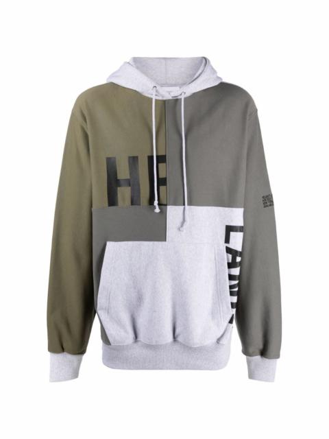 patchwork logo-print pullover hoodie