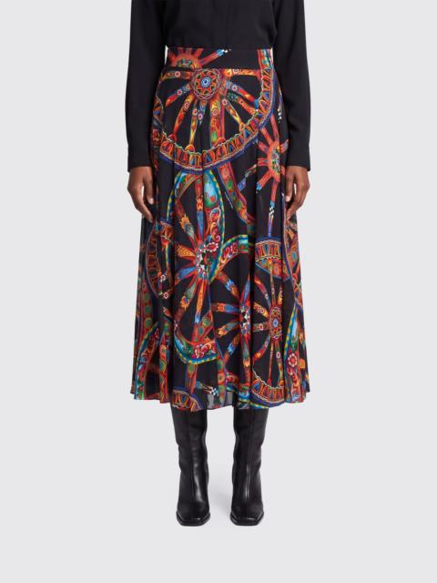 Dolce & Gabbana DOLCE & GABBANA Carretto Siciliano Print Silk Blend Flared Midi Skirt
