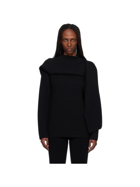 courrèges Black Scarf Oversized Wool Sweater