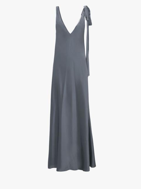 SHOULDER TIE SILK LONG DRESS