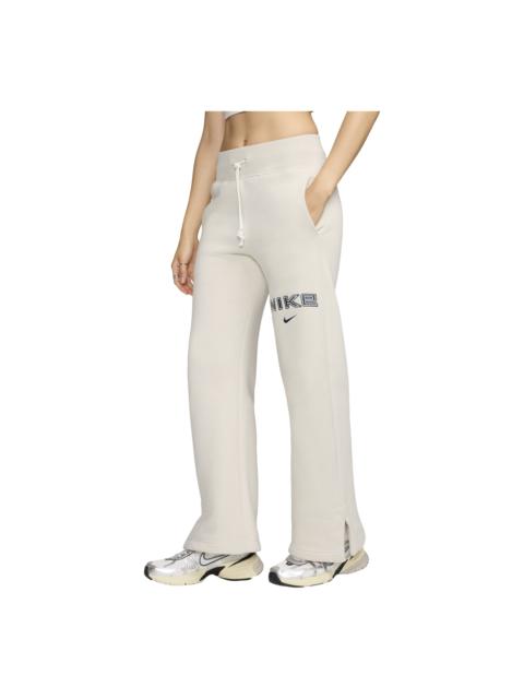 Nike (WMNS) Nike Sportswear Phoenix Fleece High Waisted Wide Leg Logo Pants Asia Sizing 'Light Orewood Br