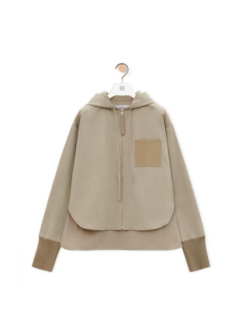 Hooded jacket in cotton and silk