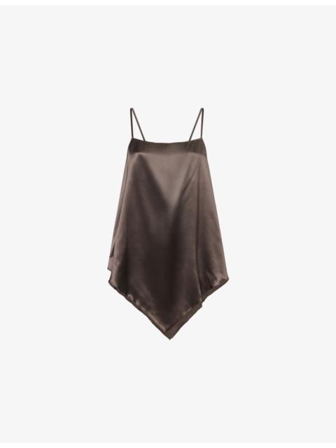 Reformation Esme Asymmetric-Hem Silk Top