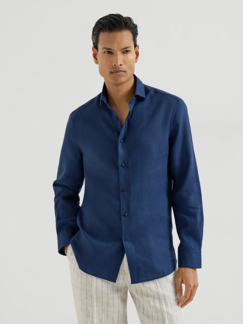 Brunello Cucinelli Linen easy fit shirt with spread collar
