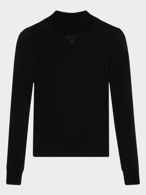 courrèges Re-Edition Mock-Neck Long-Sleeve Fitted Top