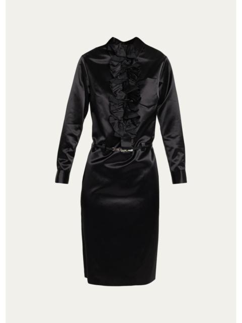 Marc Jacobs Ruffled Satin Knee-Length Dress