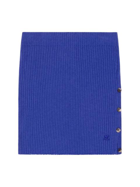 courrèges BUTTONED LIGHT RIB MINI SKIRT