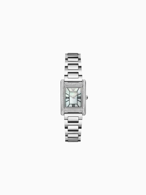 EMPORIO ARMANI TWO-HAND STAINLESS STEEL WATCH