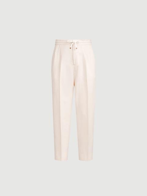 Brunello Cucinelli Linen and cotton drill trousers with drawstring and double pleats