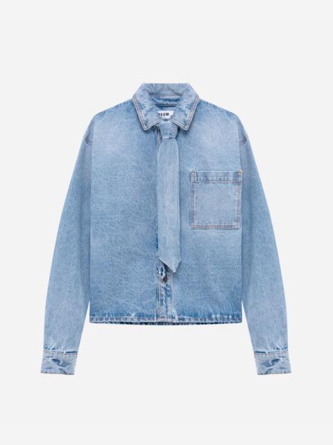 MSGM Denim shirt with tie