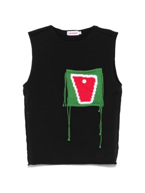 knitted patch-pocket vest