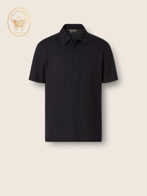 ZEGNA BLACK VELLUS AUREUM POLO SHIRT