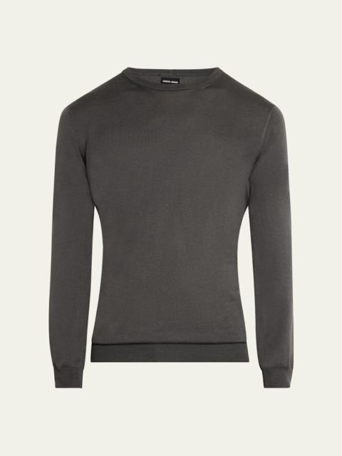 GIORGIO ARMANI Men's Silk-Cotton Crew Sweater