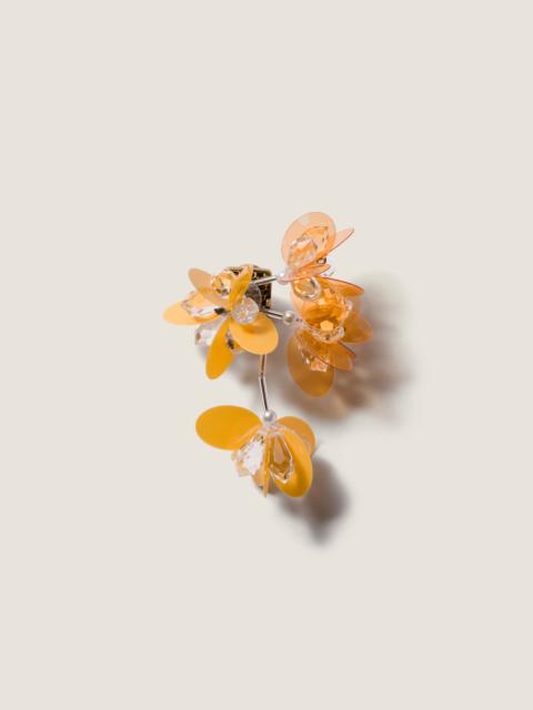 Miu Miu Single metal earring with pearl and crystals