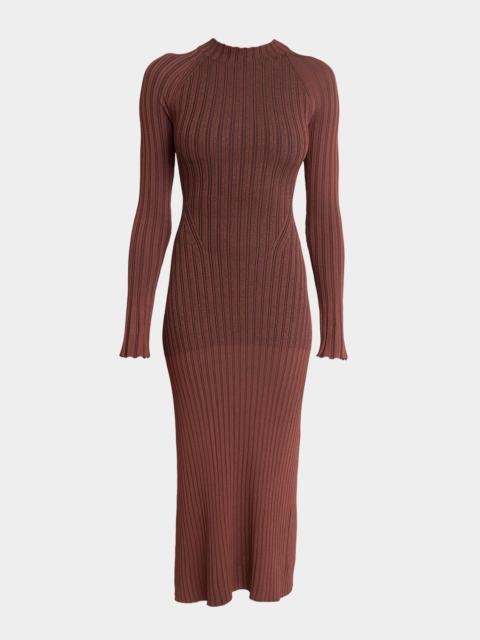 Proenza Schouler Roux Long-Sleeve Silk-Blend Rib Midi Dress