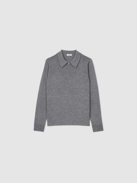 Sandro zip-up knitted polo shirt