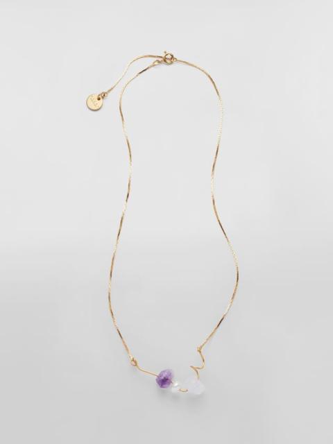 Marni TEARS GOLD-TONE BRASS NECKLACE WITH GLASS AND QUARTZ BEADS