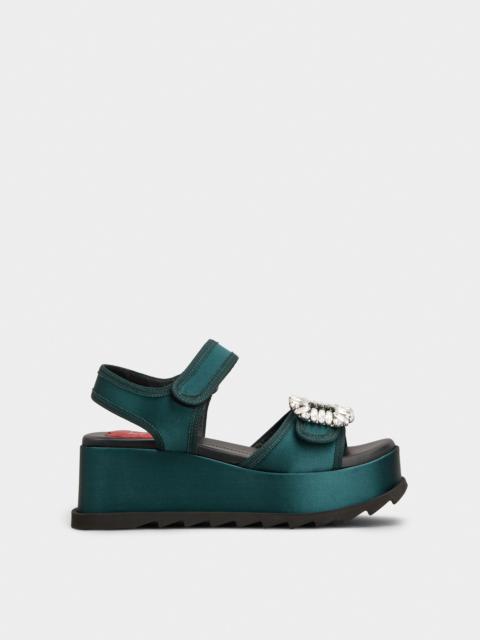 Roger Vivier Slidy Viv' Wedge Sandals in satin