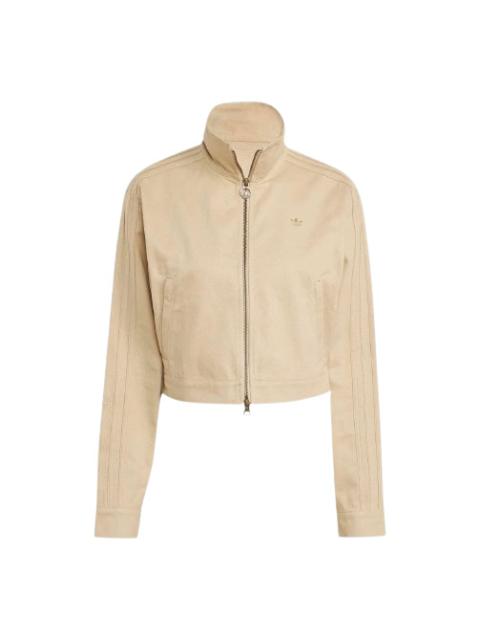 adidas (WMNS) adidas Firebird Twill Crop Track Jacket 'Beige' JX7600
