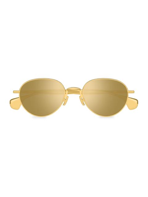 Bottega Veneta Women's Fin Mirrored 50MM Round Metal Sunglasses - Gold