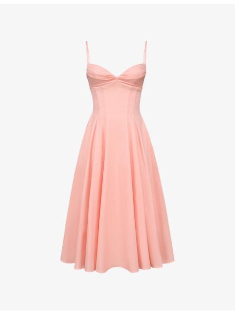 House of CB Dahlia Sweetheart-Neck Stretch-Cotton Midi Sundress