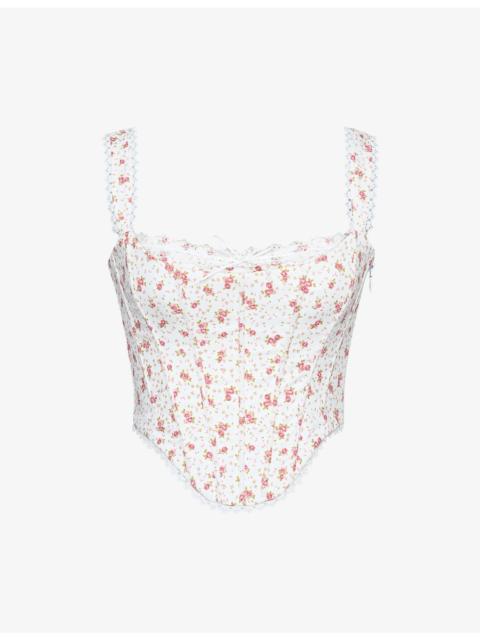 House of CB Adina Scallop-Trim Stretch-Cotton Corset Top