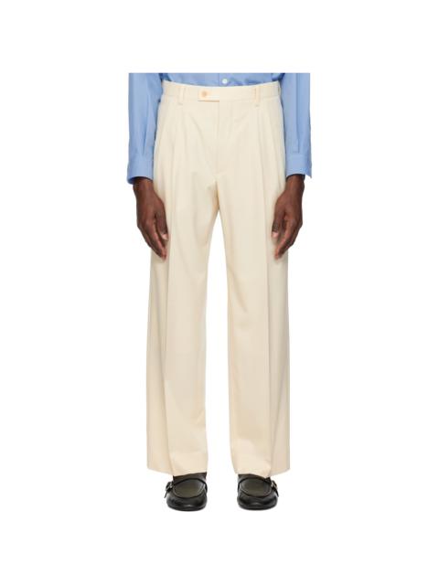 AURALEE Off-White Super Fine Tropical Wool Two-Tuck Trousers