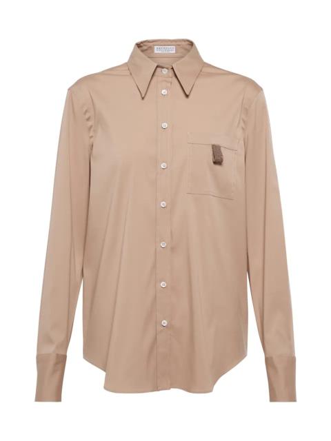Brunello Cucinelli Embellished cotton-blend shirt