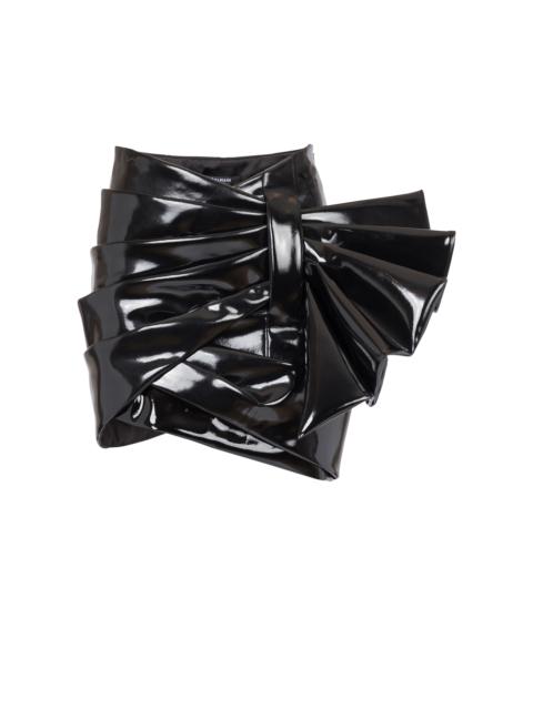 Balmain Short draped vinyl skirt