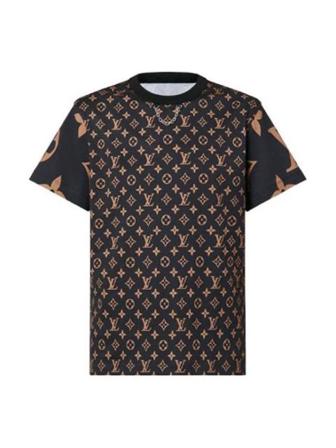 Men's LOUIS VUITTON FW21 Monogram Logo Full Print Short Sleeve Brown 1A93IW